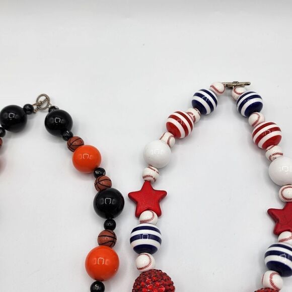 Lot of 2 Basketball & Baseball beaded necklaces - Picture 4 of 4